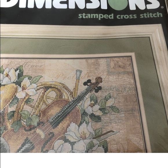 2002 Dimensions Floral Harmony Stamped Cross Stitch Kit #3210 Violin Tuba + - Picture 10 of 11